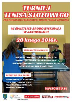 Turnieju Tenisa Stołowego w Janowicach