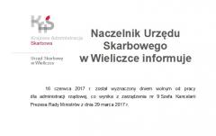 Naczelnik Urzędu Skarbowego w Wieliczce informuje